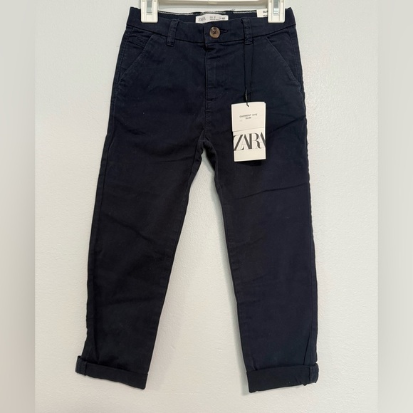 New Zara Kids Navy Blue chino pants sz 7 - Picture 1 of 6
